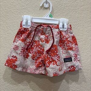 Patagonia Kids' Swim Shorts - Unlined Orange Floral 6 Months